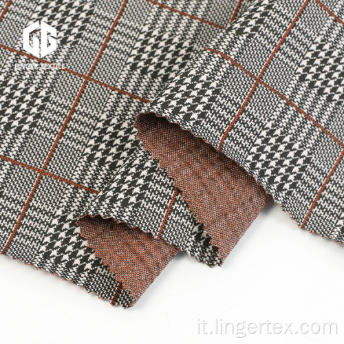 Tessuto jacquard in rayon di nylon tinto filo in plaid